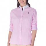 Chemise à col contrasté - Rose - US POLO FEMME