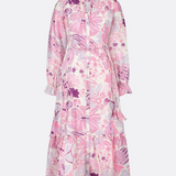 Robe midi imprimé fleuri Marilene - Le Pacha Pink - FABIENNE CHAPOT