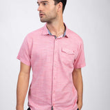 Chemise manches courtes Selkir - Framboise - SUN VALLEY HOMME