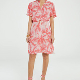 Robe courte imprimé palmiers Myla - Pink Grapefruit - FABIENNE CHAPOT