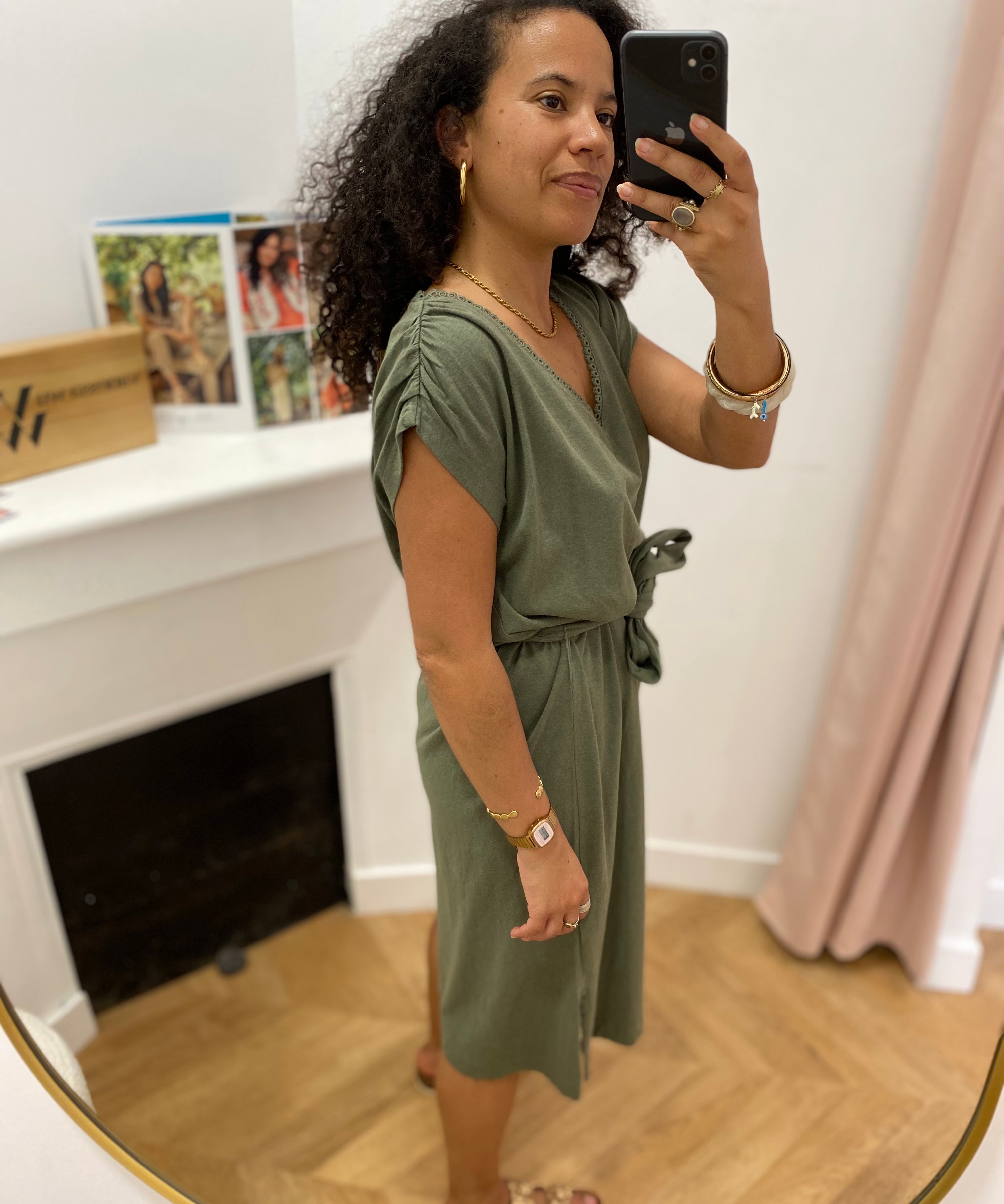Robe courte ceinturée Adamarob - Kaki - TBS FEMME
