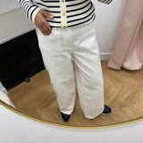 Jean large à motifs brodés Atlantys - Ecru - LA PETITE ETOILE