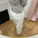 Jean large à motifs brodés Atlantys - Ecru - LA PETITE ETOILE
