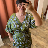 Robe fluide imprimé floral - Vert moyen - IKKS WOMEN