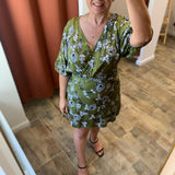 Robe fluide imprimé floral - Vert moyen - IKKS WOMEN