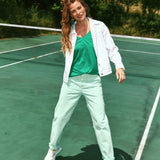 Pantalon velours coupe droite - Vert d’eau - LOLA ESPELETA