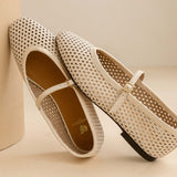 Ballerines ajourées à brides Maya - Crème - BOBBIES FEMME