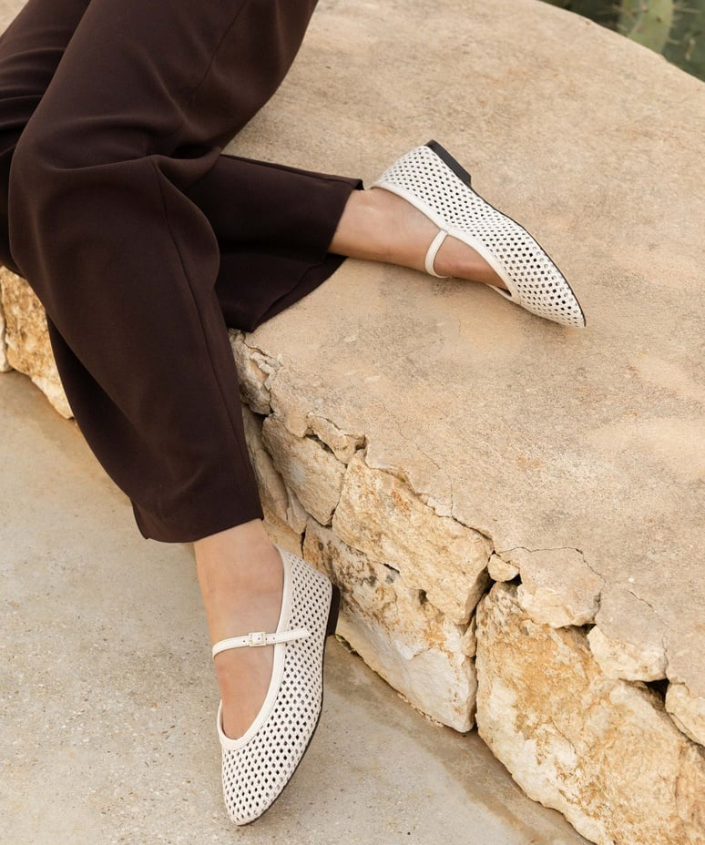 Ballerines ajourées à brides Maya - Crème - BOBBIES FEMME