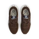 Vue du dessus des baskets marron foncé NO NAME Carter Jogger montrant les lacets et la semelle intérieure