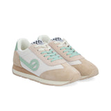 Baskets City run jogger rétro en knit et suède - Beige & Vert - NO NAME