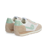 Baskets City run jogger rétro en knit et suède - Beige & Vert - NO NAME