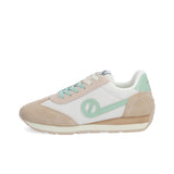 Baskets City run jogger rétro en knit et suède - Beige & Vert - NO NAME