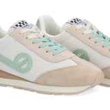 Baskets City run jogger rétro en knit et suède - Beige & Vert - NO NAME