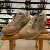 Baskets City run jogger rétro en knit et suède - Beige & Vert - NO NAME