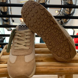 Baskets City run jogger rétro en knit et suède - Beige & Vert - NO NAME