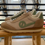 Baskets City run jogger rétro en knit et suède - Beige & Vert - NO NAME