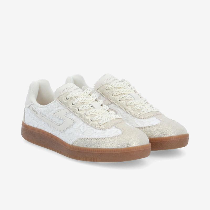 Baskets de ville femme chic Sheffield Jogger - Blanc doré beige - SCHMOOVE WOMEN