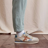Baskets running ELM - Beige camel et bleu - FAGUO HOMME