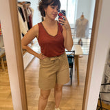 Bermuda en lin avec ceinture à nouer Oxie - SUN VALLEY FEMME