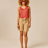 Bermuda en lin avec ceinture à nouer Oxie - SUN VALLEY FEMME