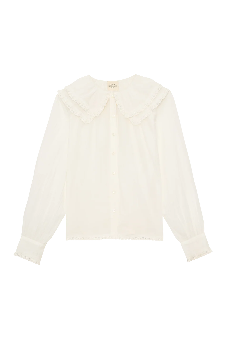 Vue à plat de la blouse en coton biologique écru Constance PETITE MENDIGOTE