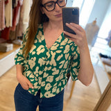 Blouse boutonnée fluide imprimé floral Starlet - Vert sapin - FABIENNE CHAPOT