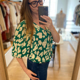 Blouse boutonnée fluide imprimé floral Starlet - Vert sapin - FABIENNE CHAPOT