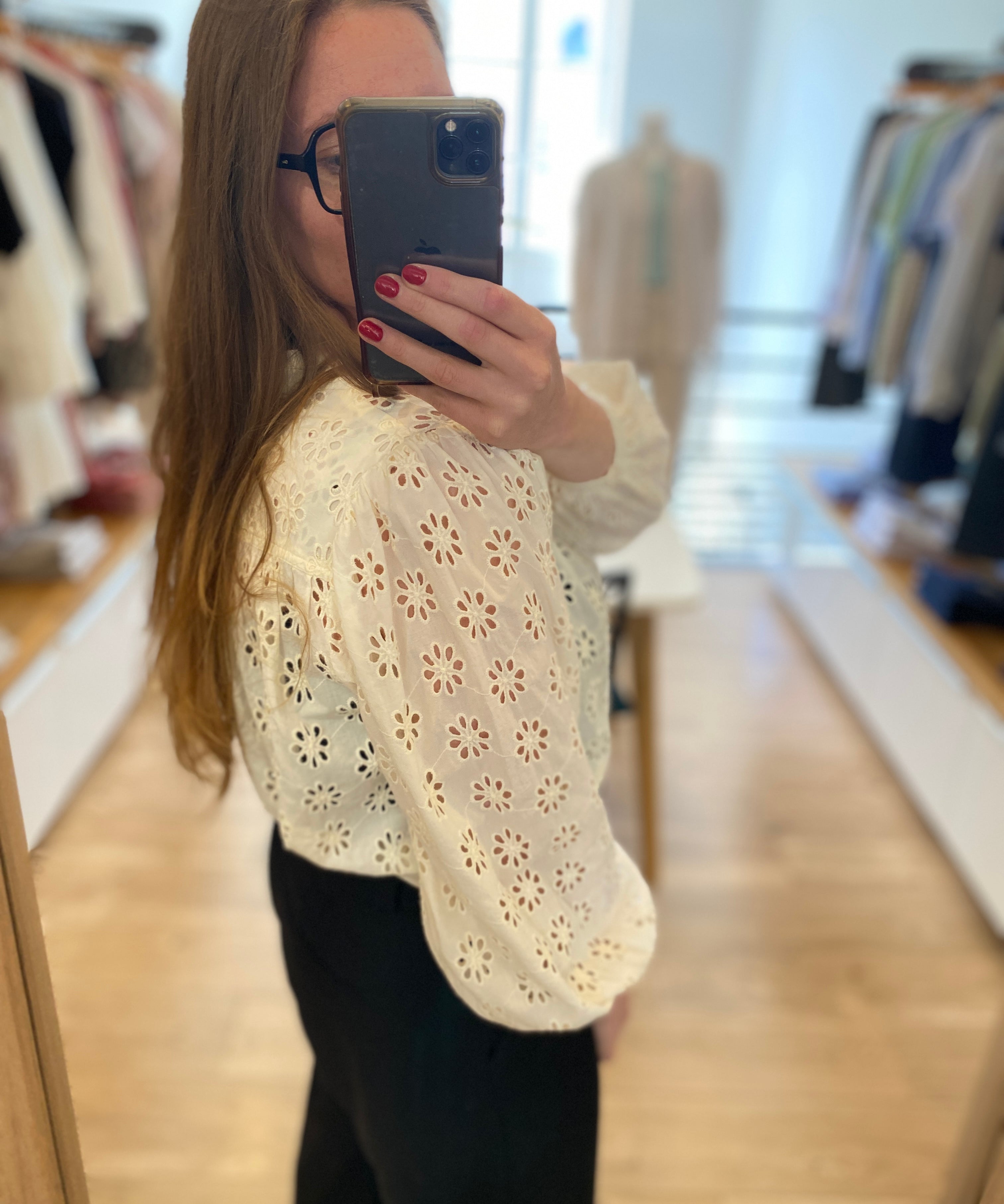 Blouse oversize brodée Sophie - Blanc crème - DES PETITS HAUTS