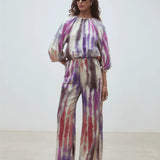 Blouse à col froncée et manches 3/4 bouffantes Lima - Mauve - SUNCOO