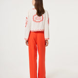 Blouse à nouer imprimée Serviette - Blanc & Tangerine - FABIENNE CHAPOT