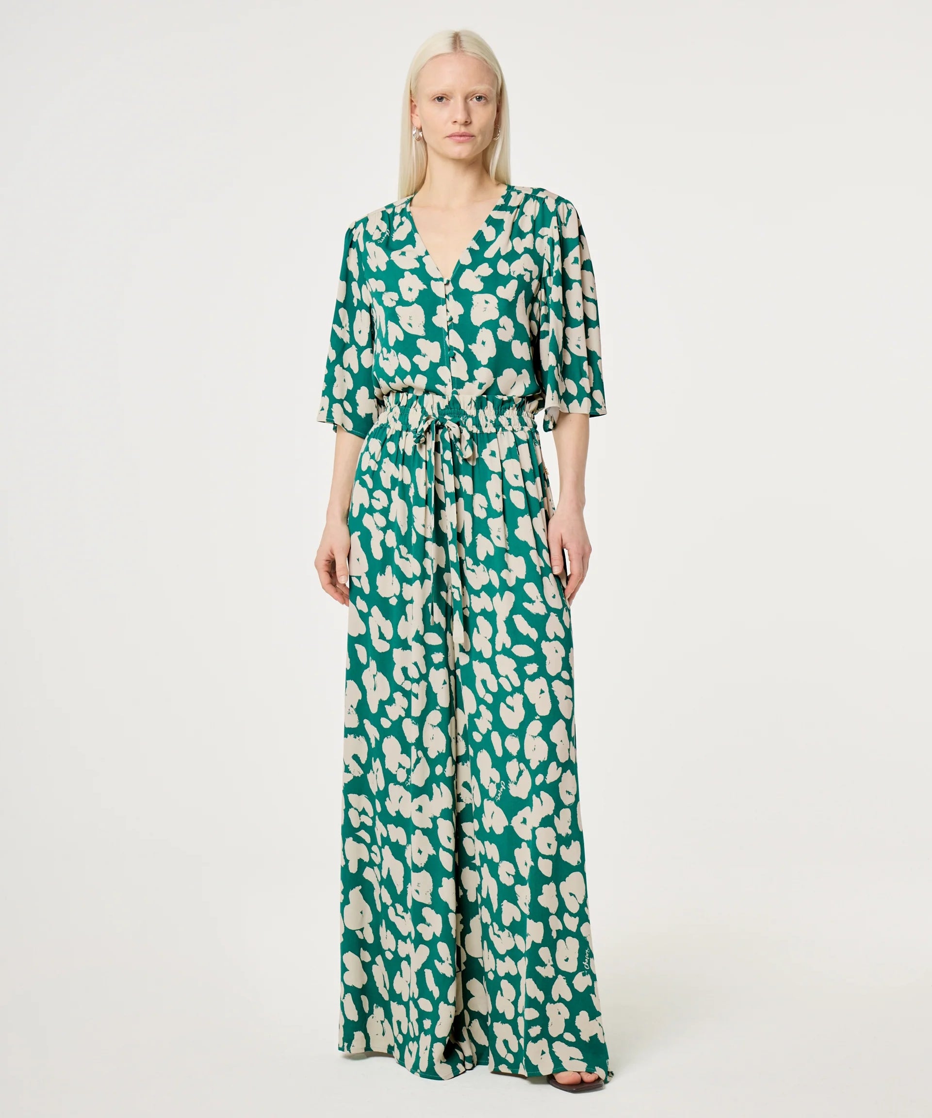 Blouse boutonnée fluide imprimé floral Starlet - Vert sapin - FABIENNE CHAPOT