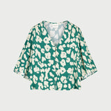 Blouse boutonnée fluide imprimé floral Starlet - Vert sapin - FABIENNE CHAPOT