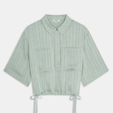 Blouse en satin à rayures ajourées London - Vert - SUNCOO