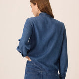 Vue de dos de la chemise en jean bleu Lenora DES PETITS HAUTS