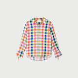 Blouse légère à carreaux colorés Alicia – Blanc & Orange - FABIENNE CHAPOT