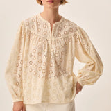 Blouse oversize brodée Sophie - Blanc crème - DES PETITS HAUTS