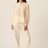 Blouse oversize brodée Sophie - Blanc crème - DES PETITS HAUTS