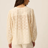 Blouse oversize brodée Sophie - Blanc crème - DES PETITS HAUTS