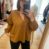 Blouse trapèze avec poignets froncés Latina - Camel - SUNCOO