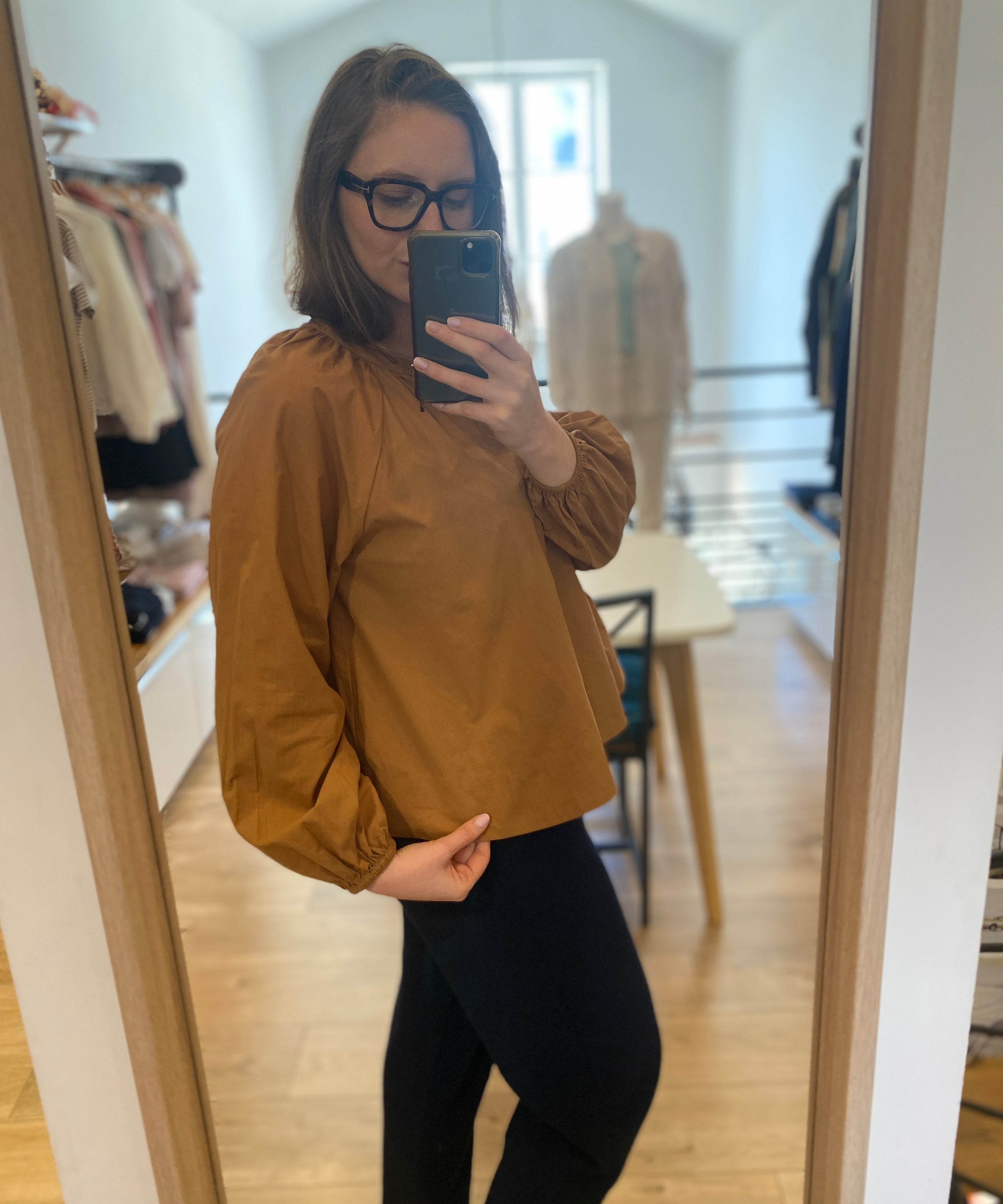 Blouse trapèze avec poignets froncés Latina - Camel - SUNCOO