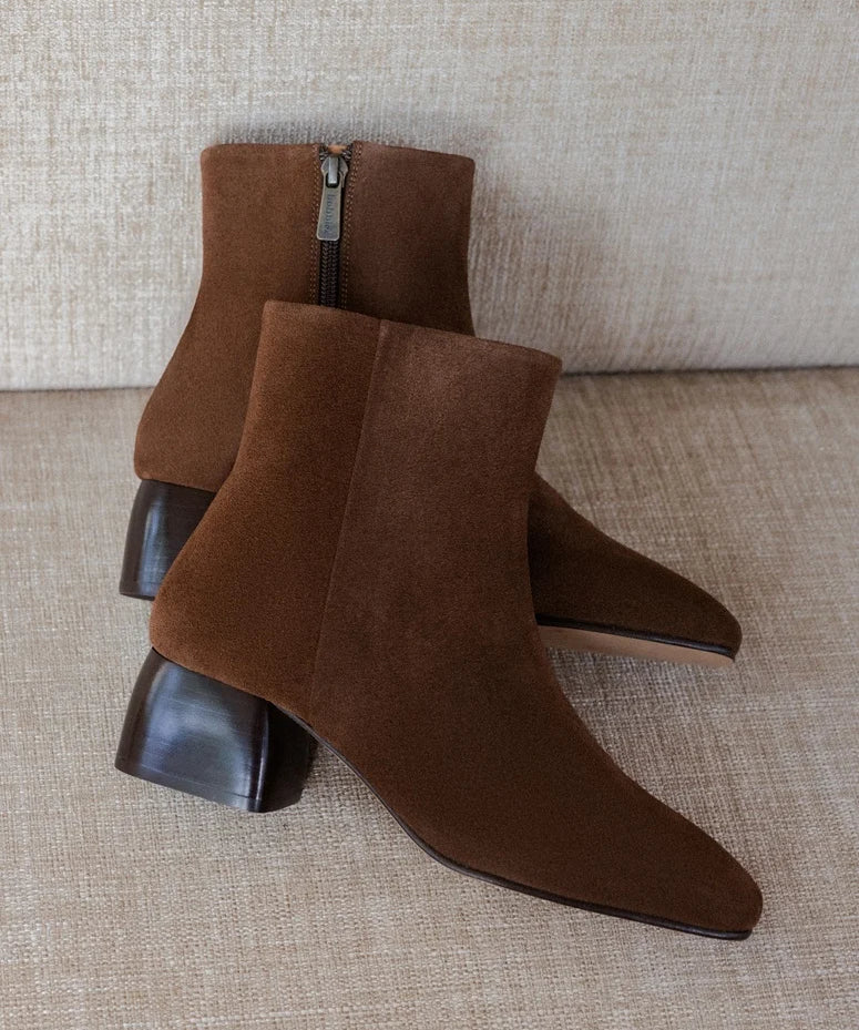 Vue de deux-tiers des bottines marron rockies Janis BOBBIES FEMME avec le zip intérieur