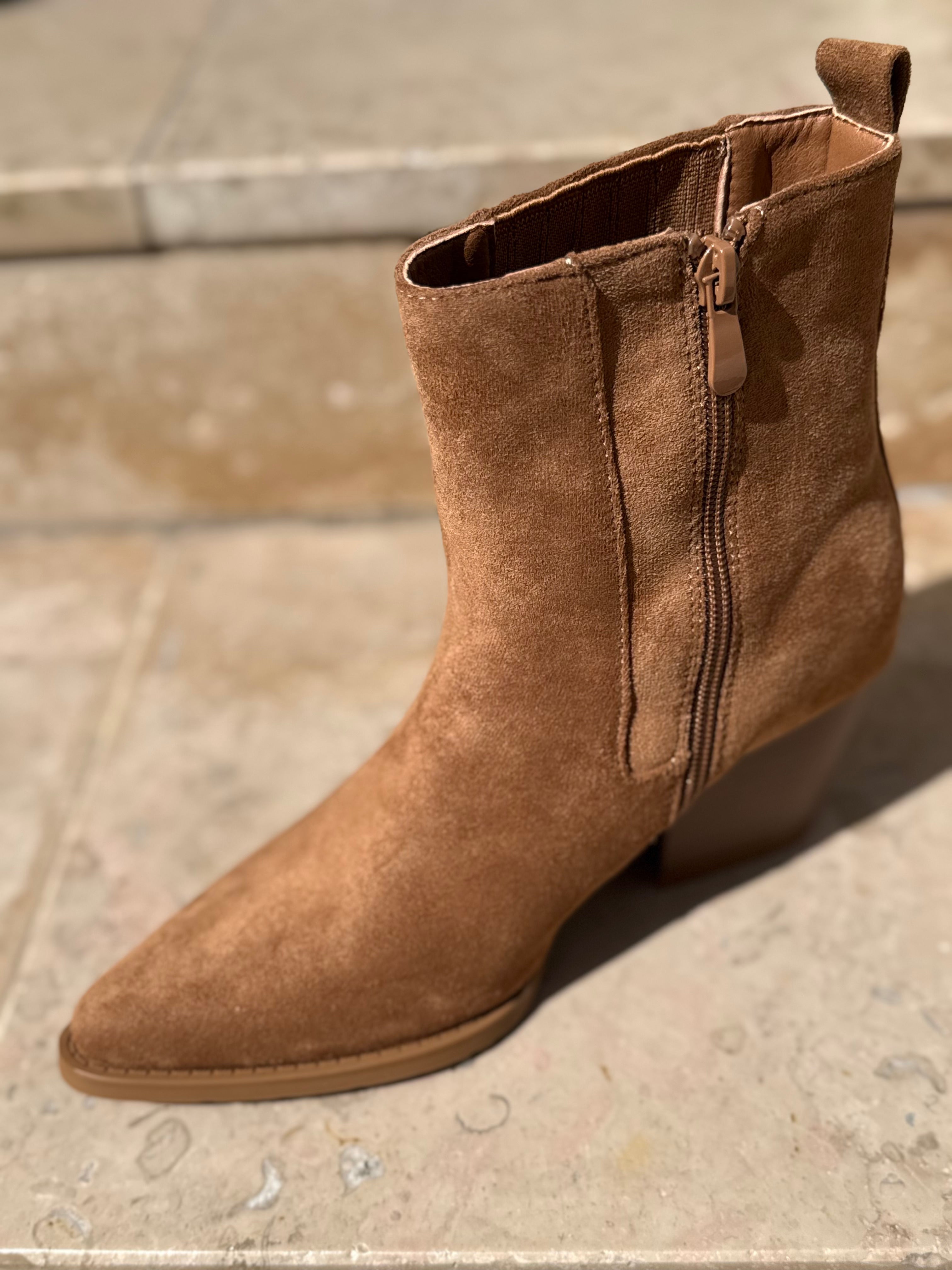 Bottines santiags en daim – LORA détail