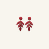 Boucles d'oreilles pendantes feuilles effet nacré Fanou - Grenat - FEEKA