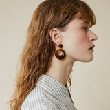 Boucles d'oreilles pendantes rondes 4,5cm Philly -  Tortue - FEEKA