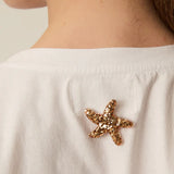 Broche étoile de mer pailletée Marielle - Doré - DES PETITS HAUTS