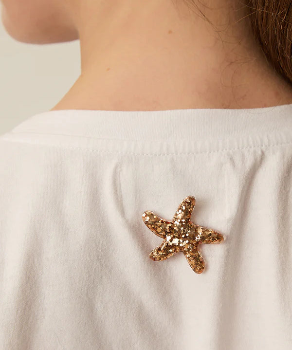 Broche étoile de mer pailletée Marielle - Doré - DES PETITS HAUTS