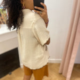 Chemisier droit à manches courtes avec broderie Caren - Beige/Marron - LA PETITE ETOILE