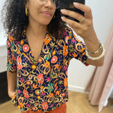 Chemise fluide imprimé bohème Abysse – Marine – Lola Espeleta
