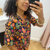 Chemise fluide imprimé bohème Abysse – Marine – Lola Espeleta