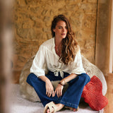 Jean large taille haute avec poches plaquées - Stone - LOLA ESPELETA